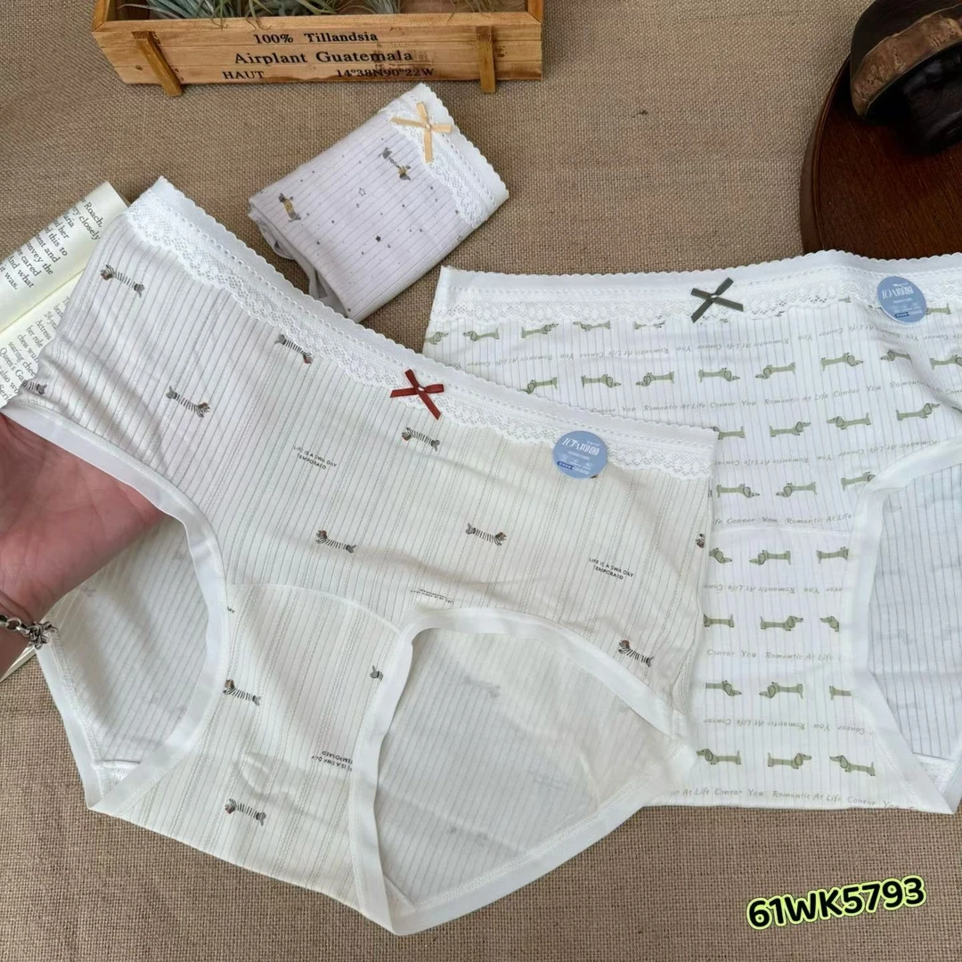 新款甜美碎花风格中腰莫代尔透气抑菌女士三角内裤