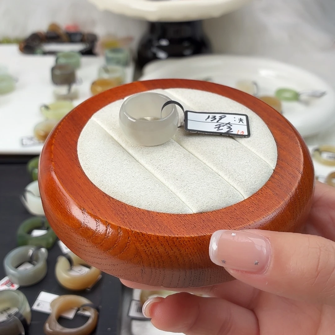 和田玉未镶嵌戒指Q129烟紫墩墩内径16.7港码13