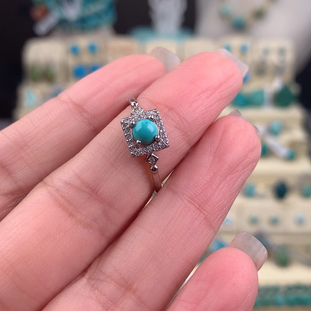 绿松石银S925镶嵌戒指