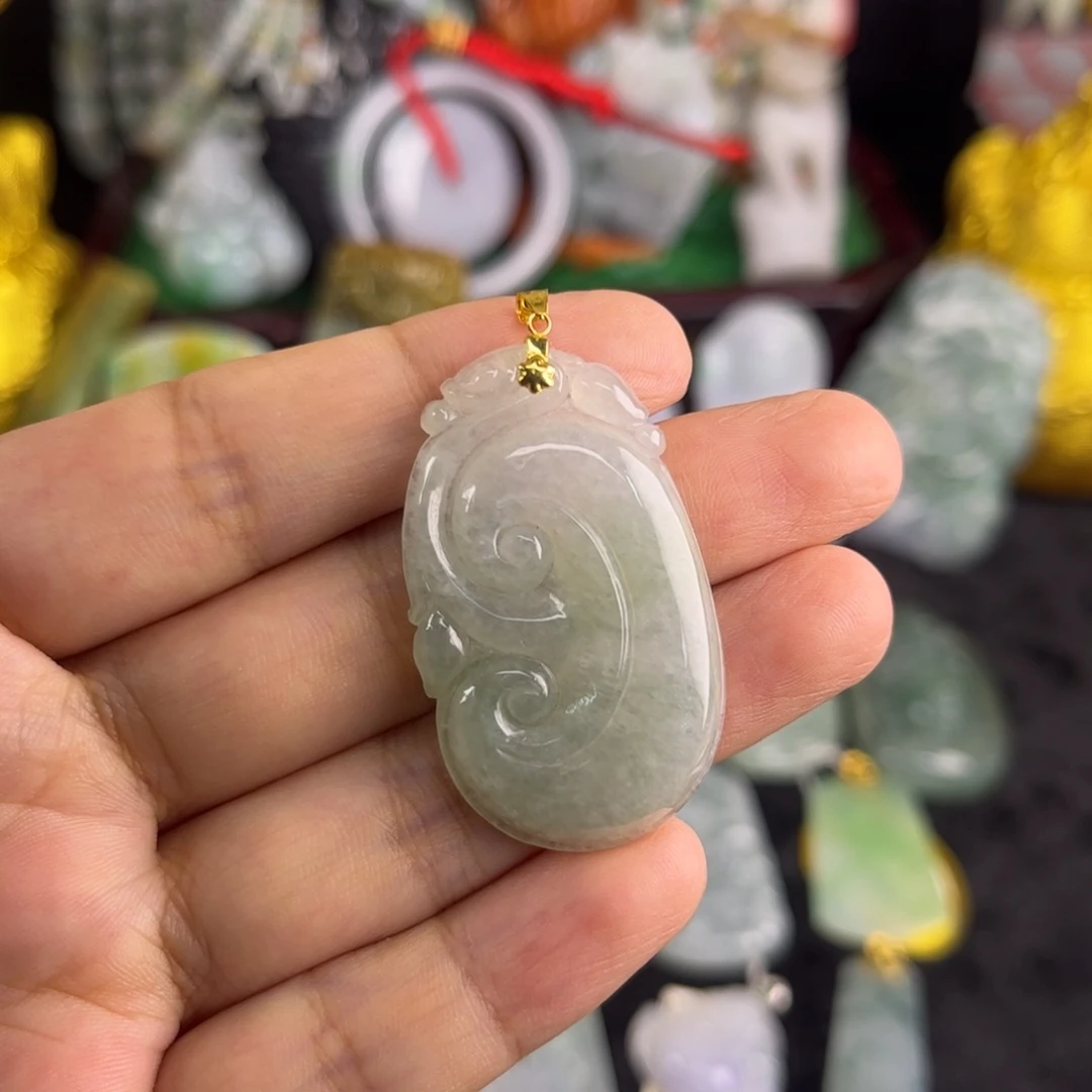 翡翠18K金镶嵌吊坠(不含链)