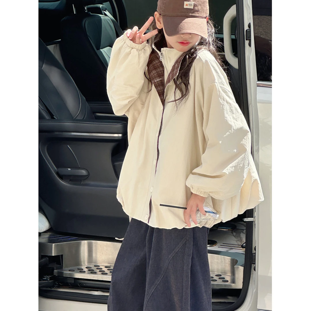 K29729孙小美复古假两件女童秋装外套2025新款春秋儿童上衣夹克潮