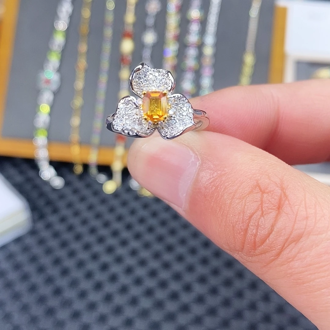 蓝宝石戒指银S925镶嵌