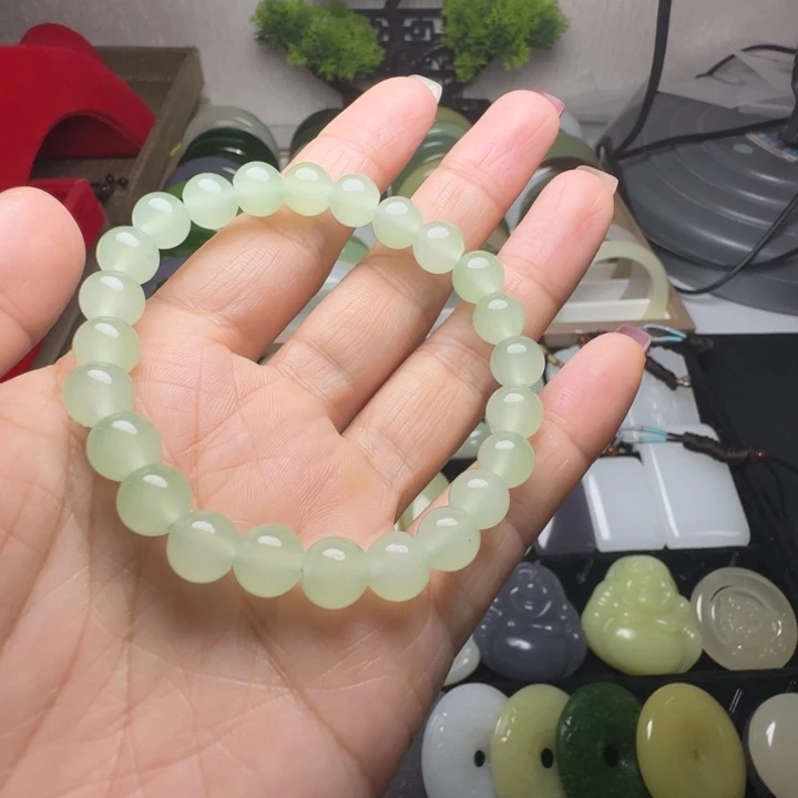 天然新疆和田卡8晴水手串
