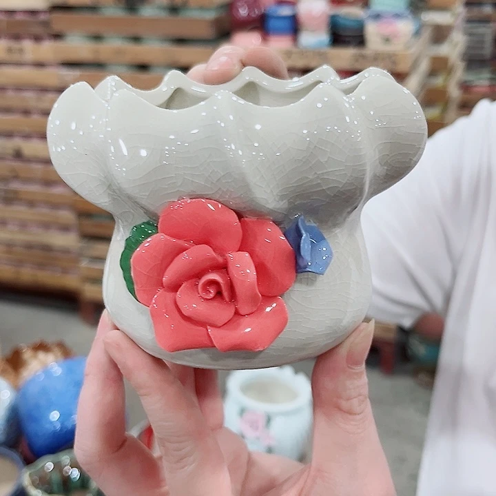 有孔.凑单10元陶瓷花盆发货！