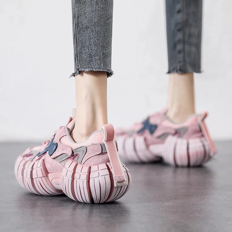 赫莉莲高级感轮胎底老爹鞋女2025夏新款网面透气网鞋显脚小运动鞋