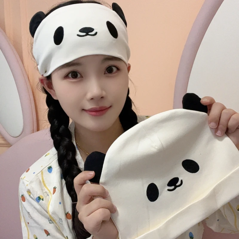 4-10月专用可爱熊猫款月子发带产妇头巾时尚夏季春夏产后防风