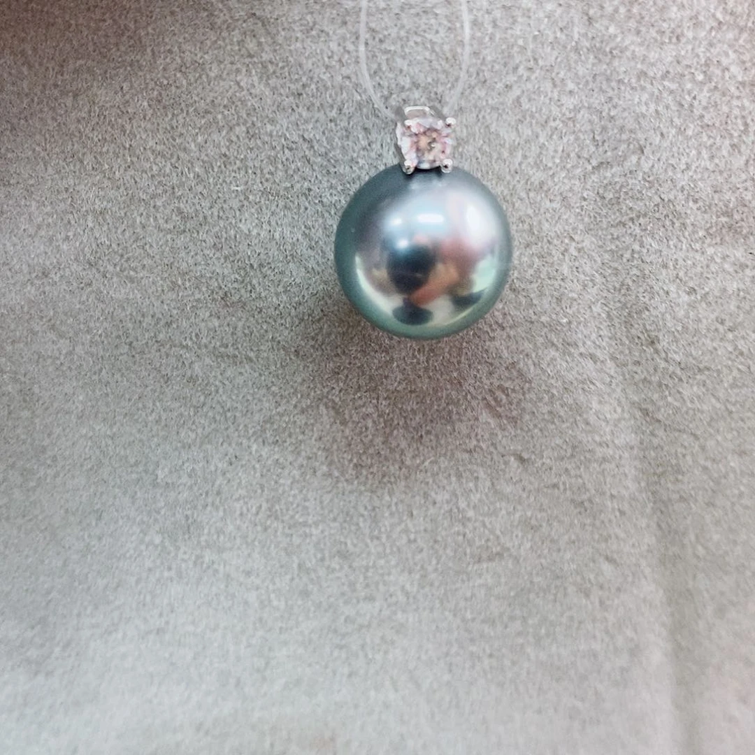 吊坠(不含链)银S925镶嵌海水珍珠11-12