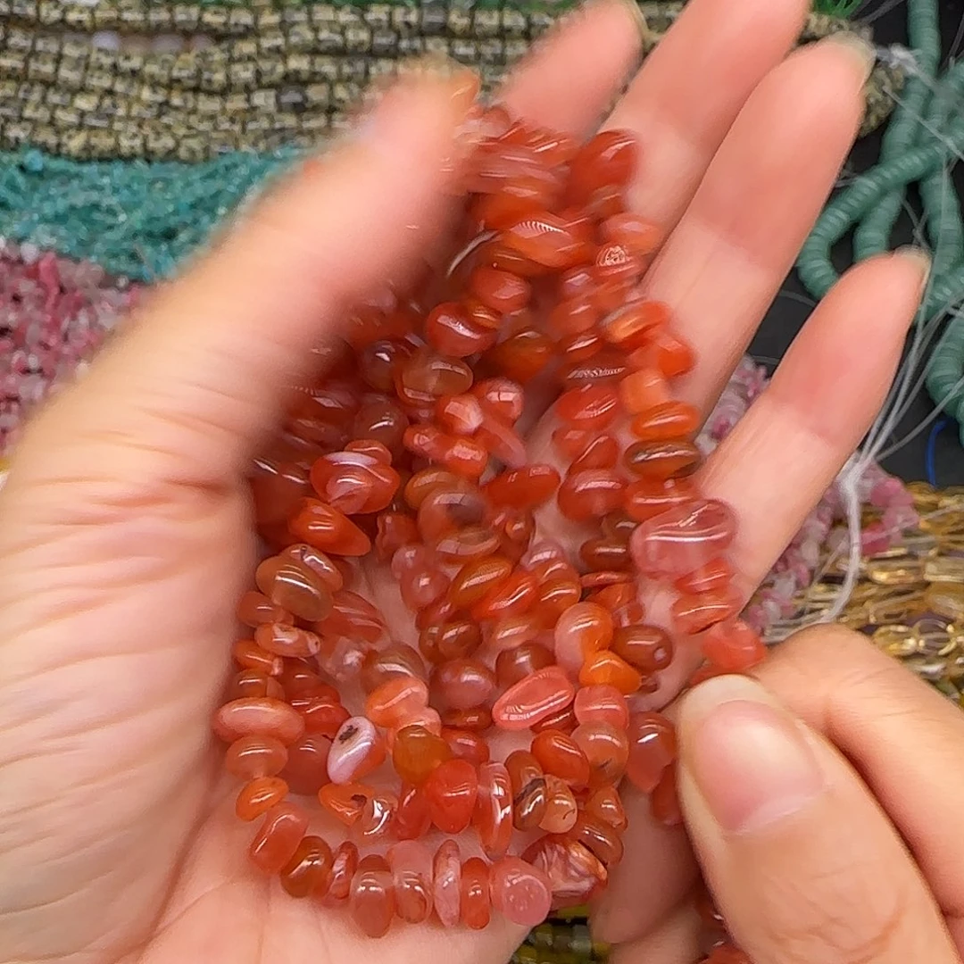 玛瑙/玉髓合金珠宝半成品南红6-8mm随形加长一条