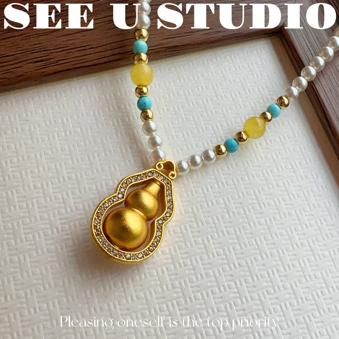 铜合金仿珍珠项链 百搭中国风颈链珠珠【葫芦】项链