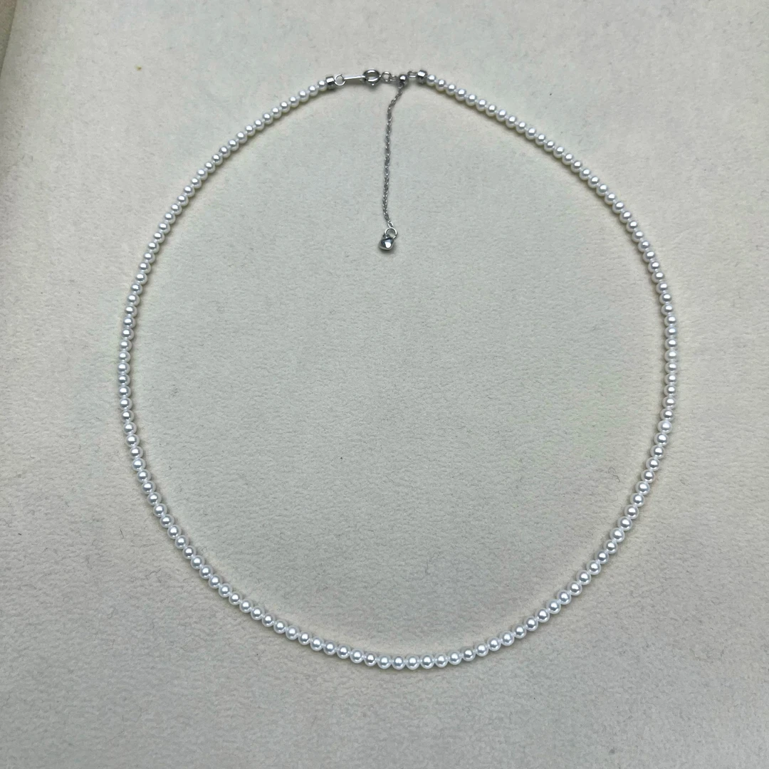 【源头厂家直发】淡水极光小米珠3-4MM串链/S925银胖爱心尾链