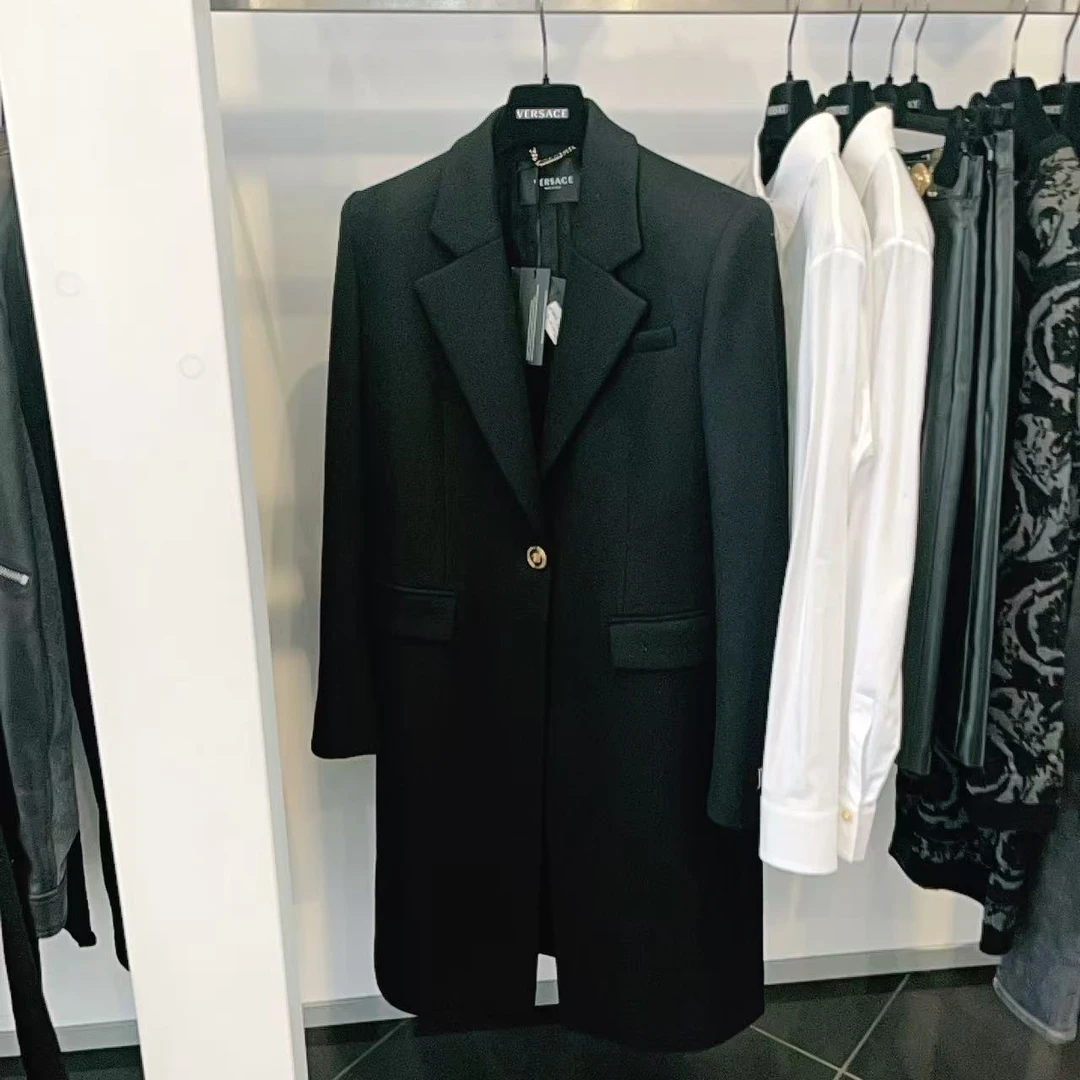 全新未使用 VERSACE/范思哲 女士中长款羊毛大衣外套