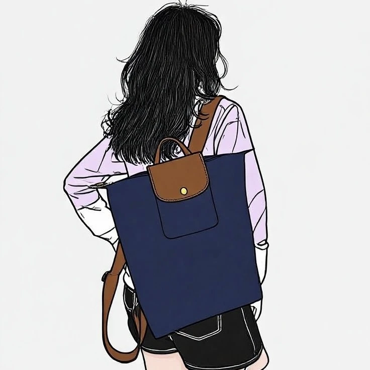 新款二代双肩包法式尼龙防水布双肩包男女同款手提折叠通勤背包