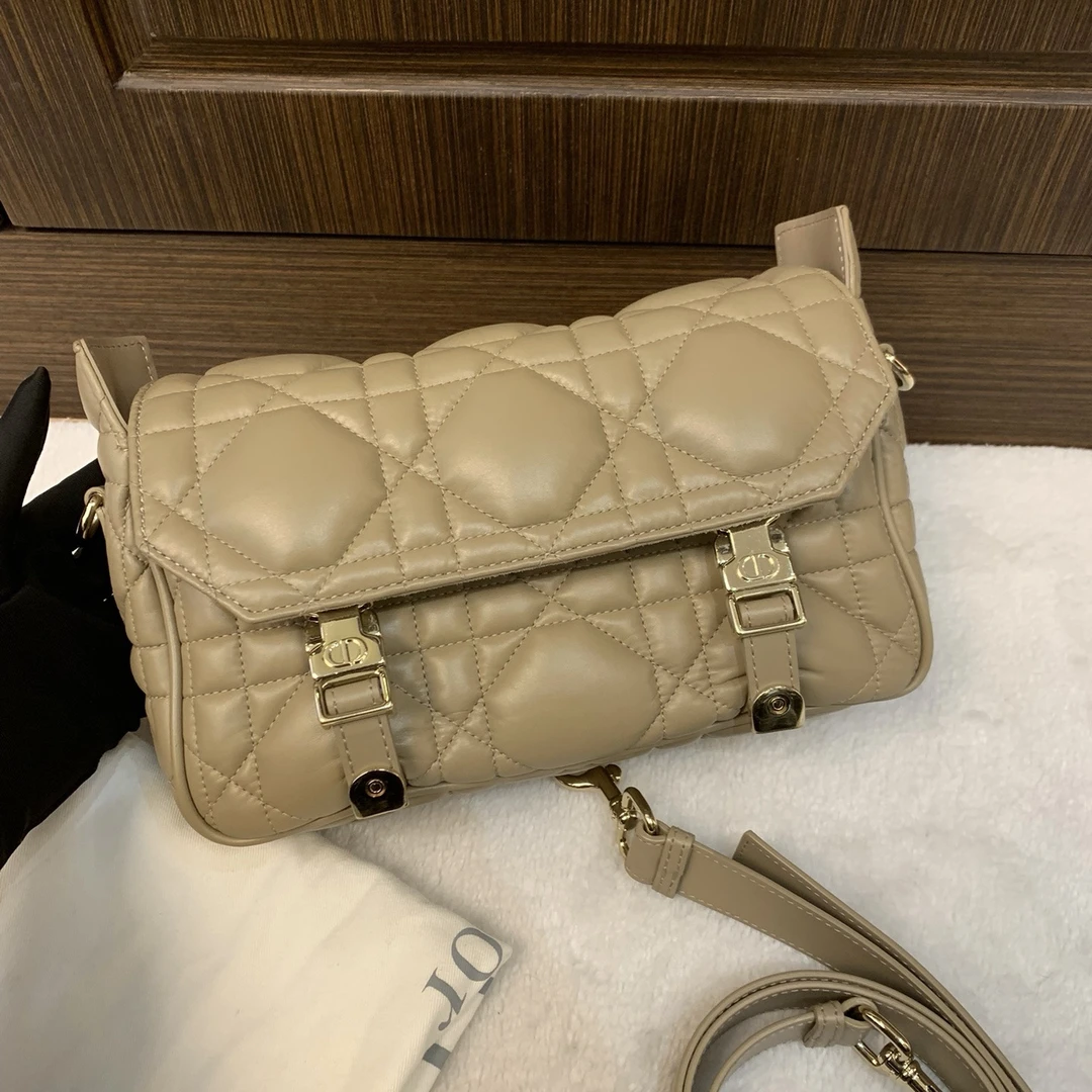 99新 DIOR/迪奥 Dior迪奥Camp榛果色小号牛皮邮差包