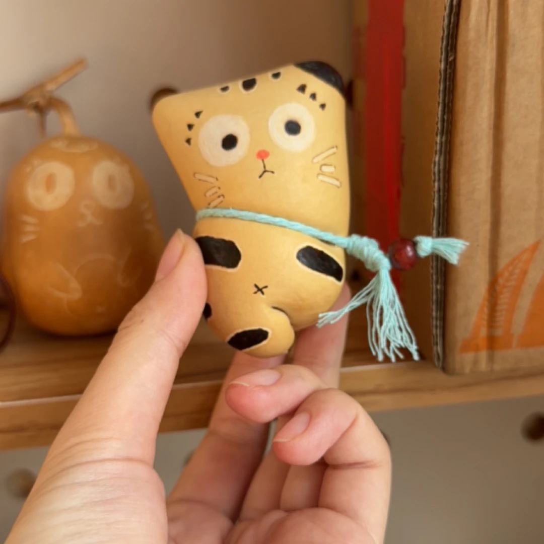 可爱猫咪葫芦纯手工创意葫芦可作办公室解压神器与工艺品摆件