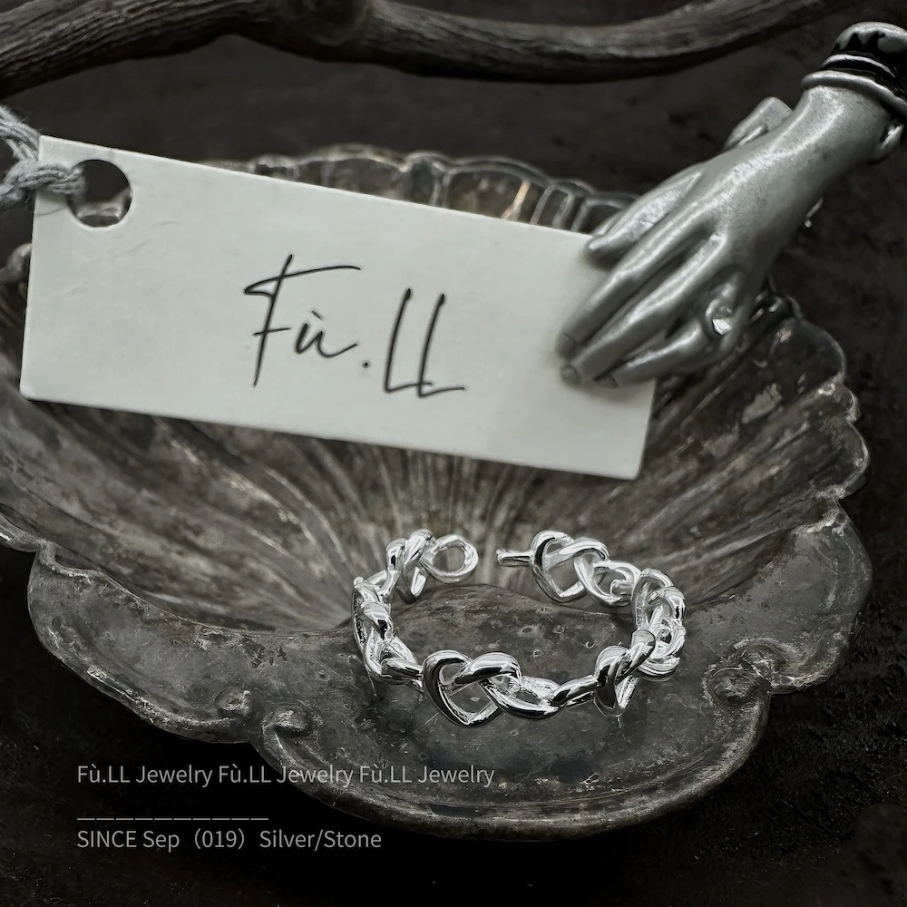 925银戒指 【命中注定】简约百搭爱心编织小众设计感冷淡风ins戒指