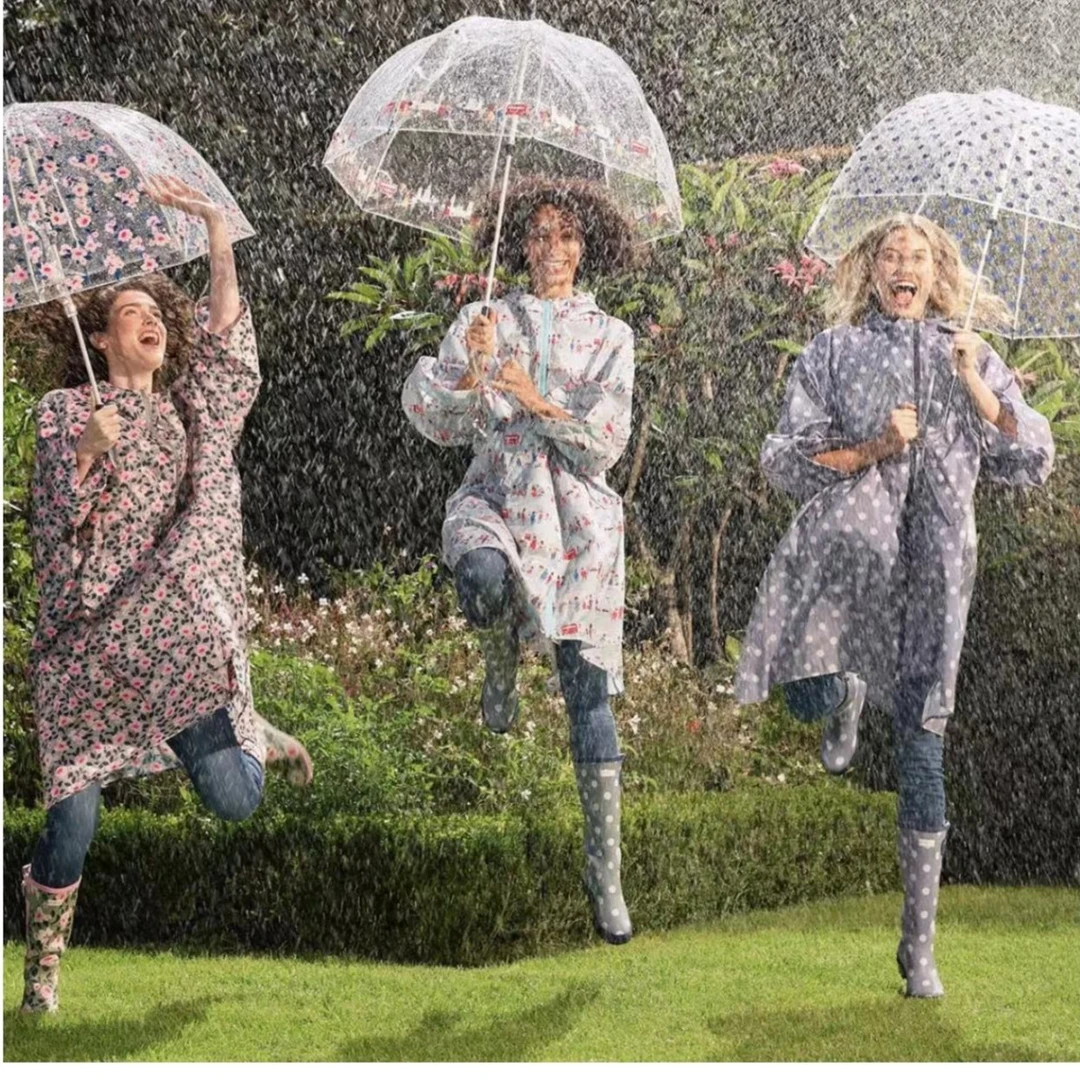 英单便携收腰碎花连帽风雨衣