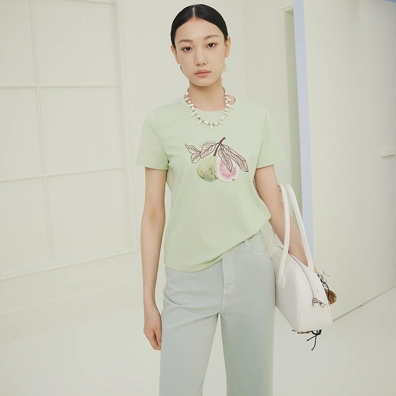 FS时尚圆领飞袖宽松印花短袖T恤上衣女25夏新款5367A