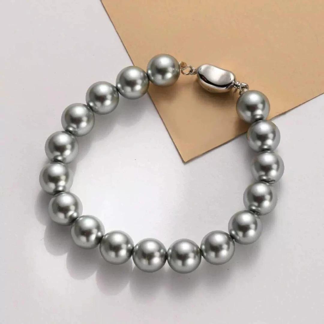 8850 轻奢10mm灰色元宝扣手链