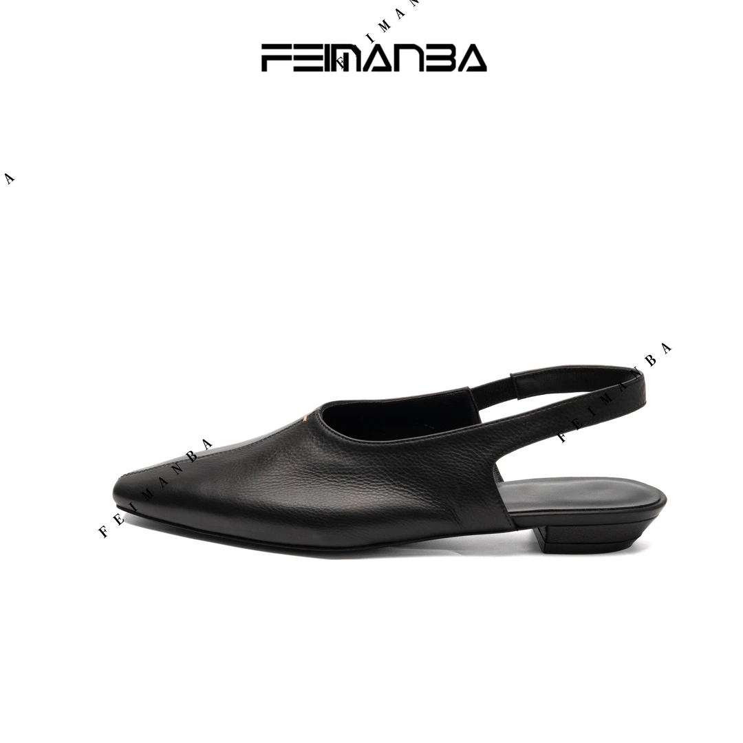 FEIMANBA 方头后绊带包头鞋女