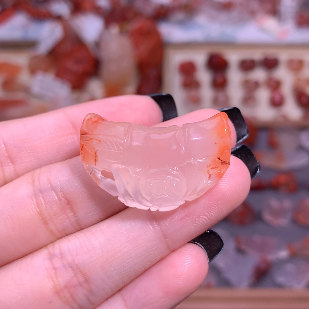 南红玛瑙未镶嵌珠宝半成品竹子莲花
