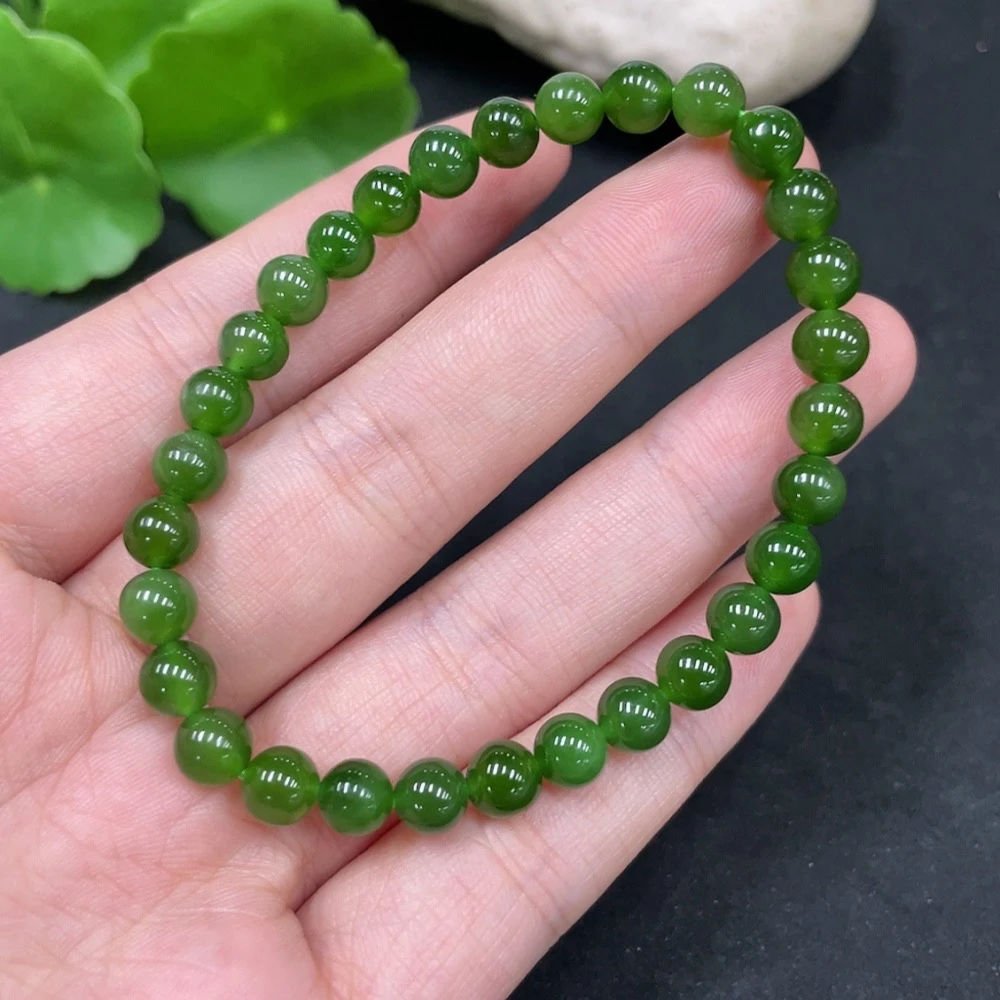 俄罗斯碧玉圆珠手串手链6mm