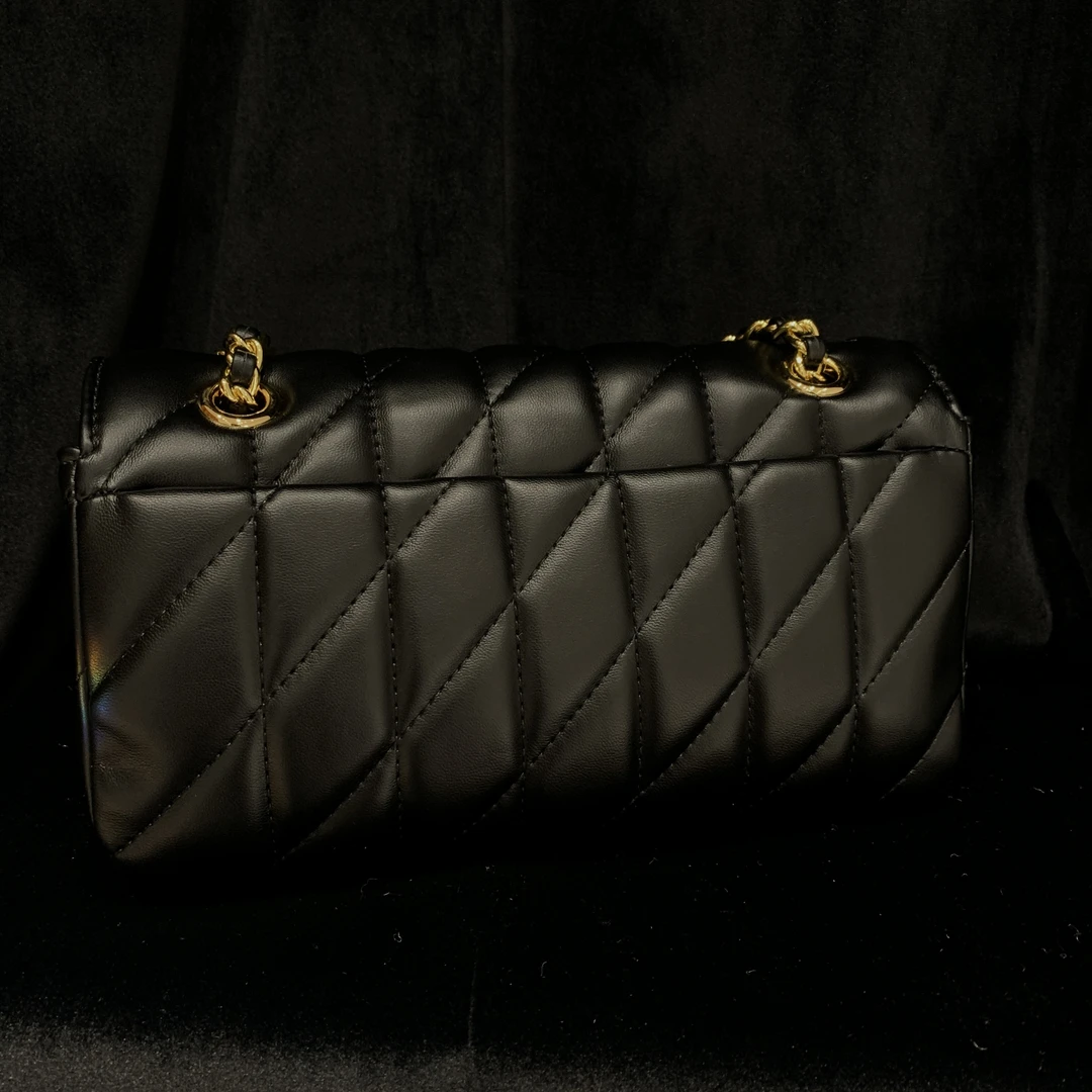 COCO DICV2025新款高端定制时尚女包 长斜纹扣 黑色粉色