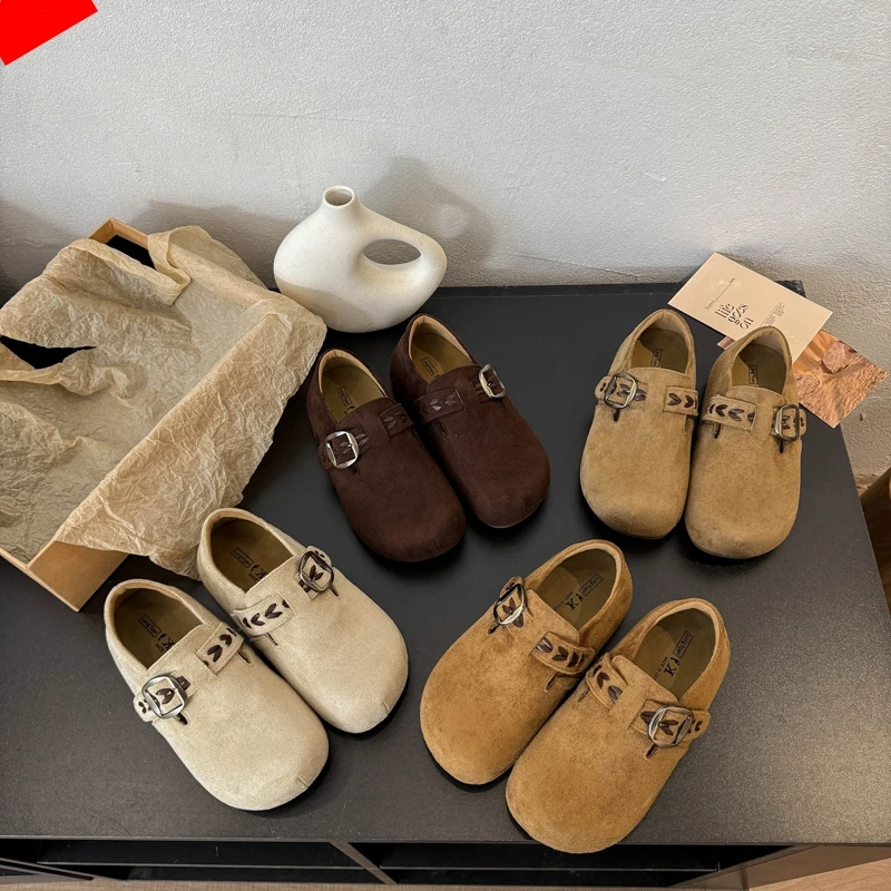 爆款全包复古勃肯鞋女2025秋季新款百搭内增高乐福鞋一脚蹬单鞋女