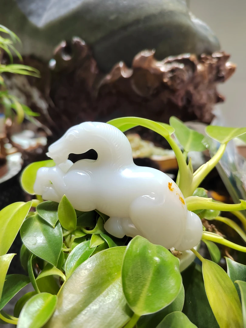 新疆和田玉马到功成手把