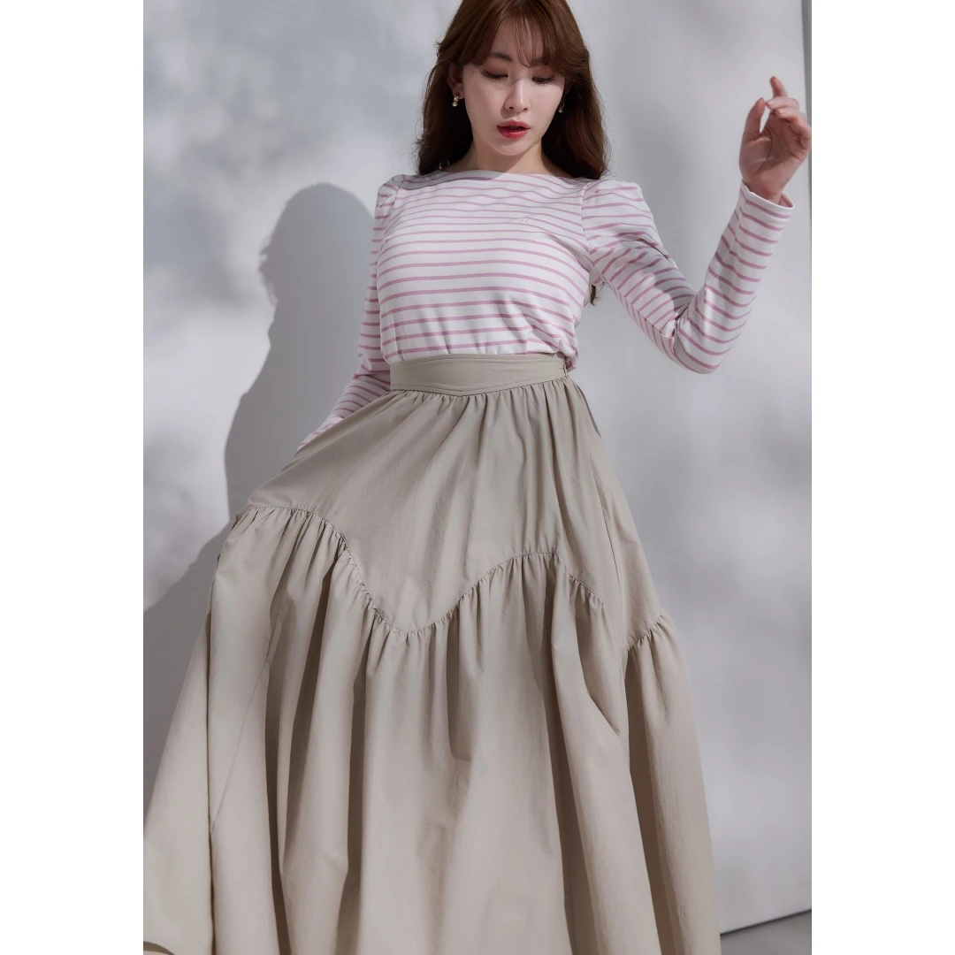 【表姐家】春季新款 娘娘 时尚设计感拼接裙子显瘦森系半身裙