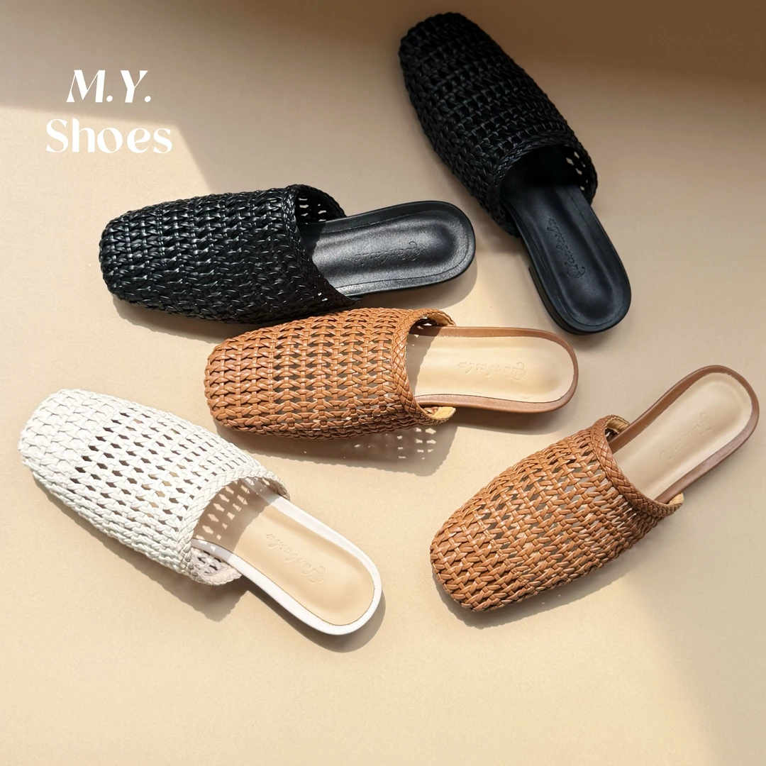 南法假日｜编制风｜夏季老钱风编织羊皮踩屎感软底平底凉鞋拖鞋