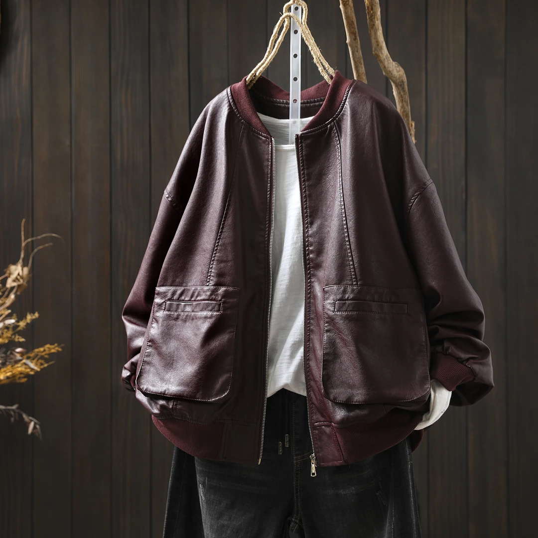 2025超火小皮衣新款女士秋款PU皮高级感纯色复古风超软百搭皮外套