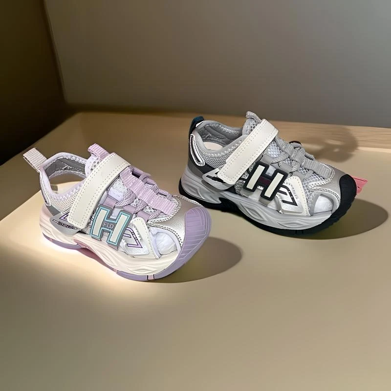 儿童夏季防踢防滑男童女童时尚潮款百搭魔术贴软底凉鞋1036