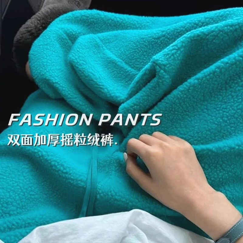 摇粒绒运动裤女束脚冬季加厚高腰垂感休闲阔腿棉裤小个子加绒卫裤
