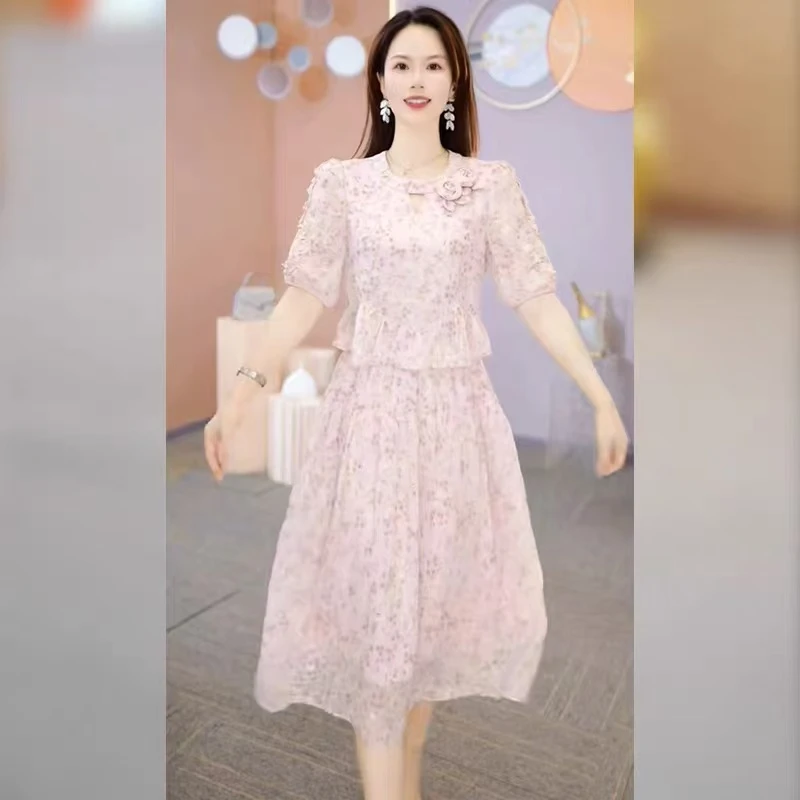 铭悦海边度假风连衣裙漂亮独特2025夏新款十三行超仙碎花雪纺裙子