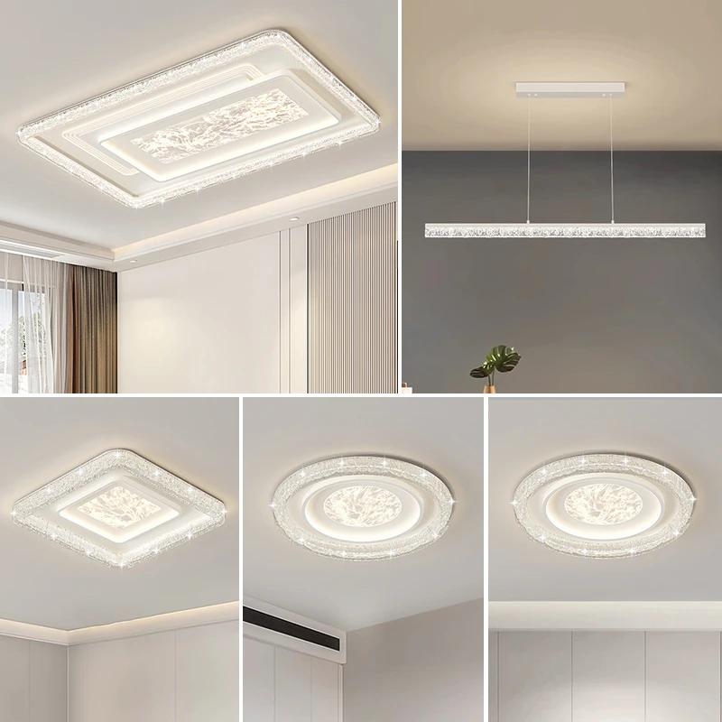 客厅灯轻奢高级感灯具全屋2025新款冰裂纹吸顶灯意式极简大气主灯