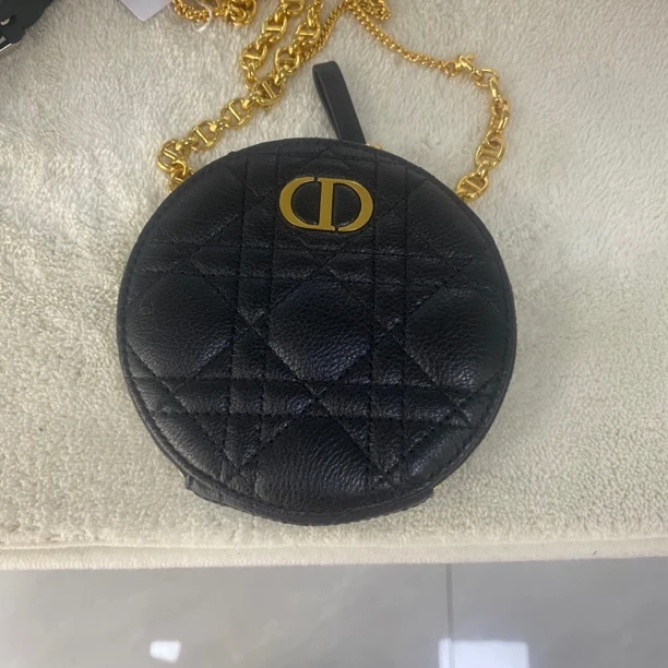 99新 DIOR/迪奥 迪奥 圆饼链条包黑金