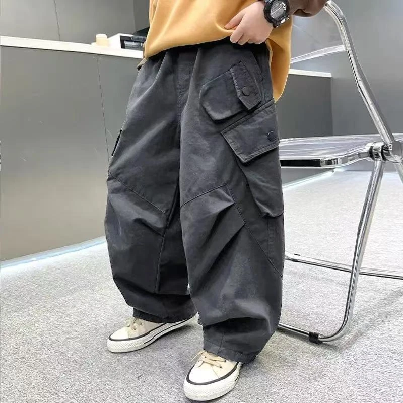 男童【纯棉春秋】新款弯刀工装裤中童大帅气时髦潮酷款式儿童天气