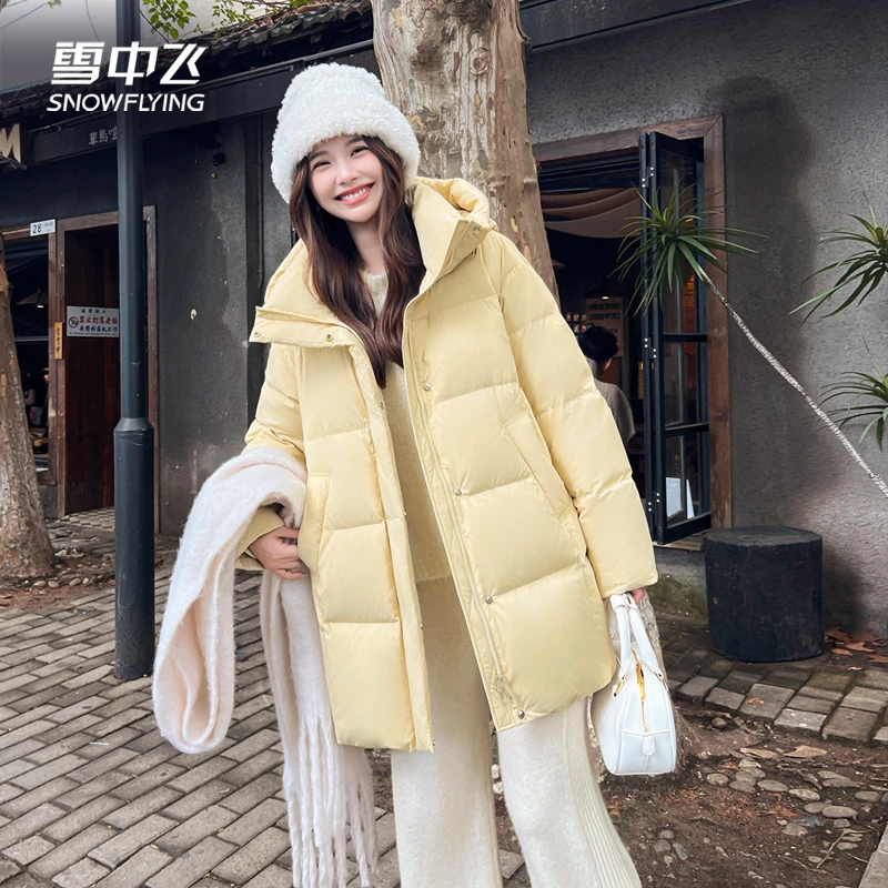 冬季新款中长款女士保暖连帽简约百搭休闲外套5002