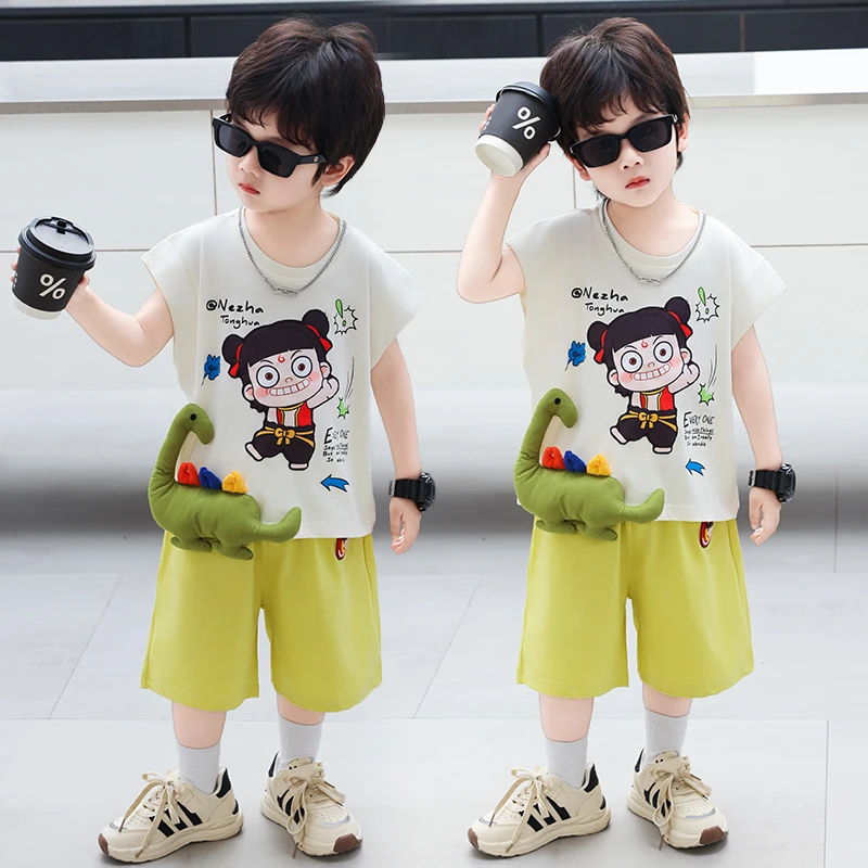 男童夏装套装哪吒衣服宝宝夏季薄款休闲时尚童装儿童潮酷痞帅服装