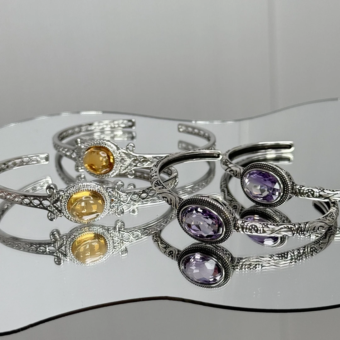 天然大冰糖紫晶黄晶开口手镯均码产品多样性发一