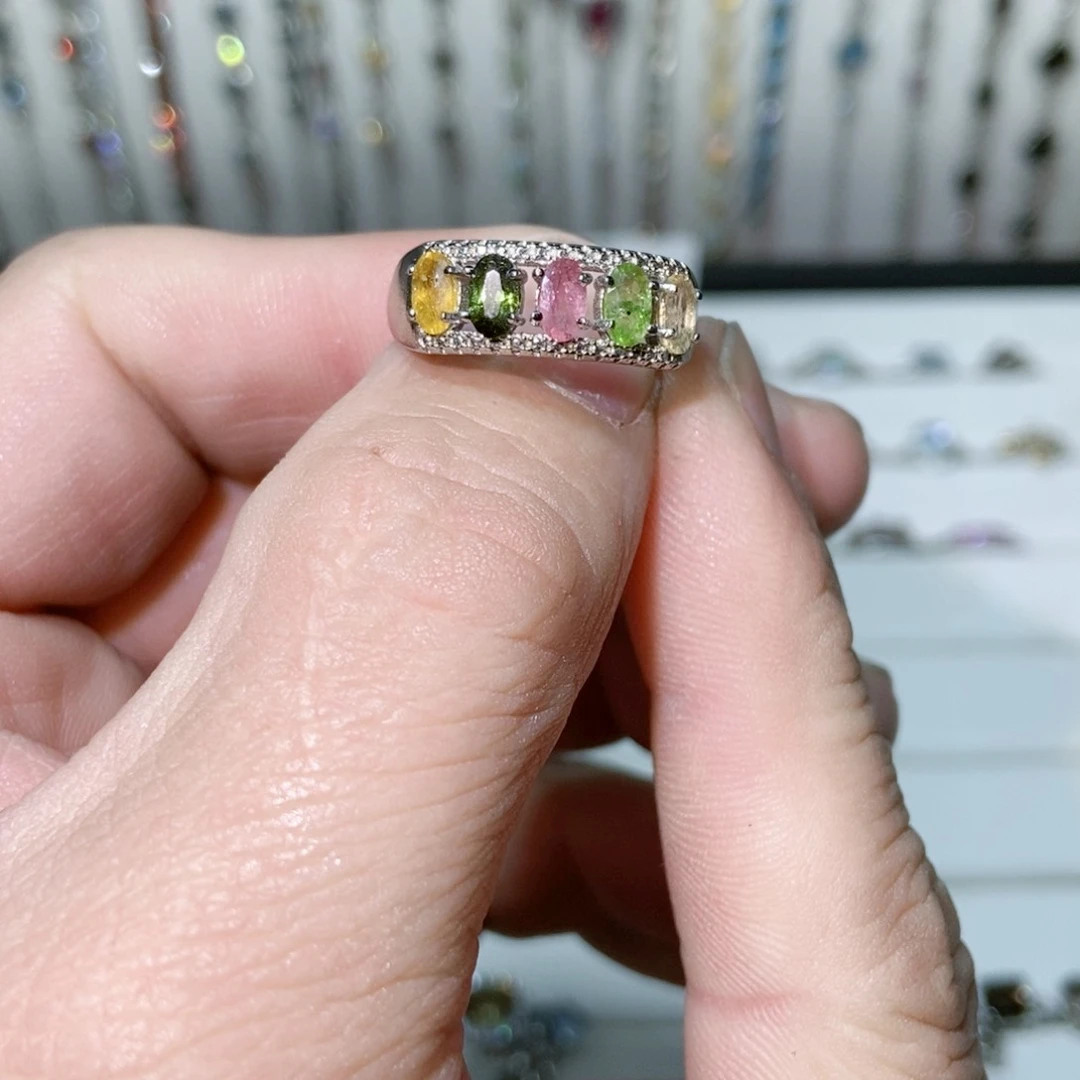 绿水晶戒指银S925镶嵌