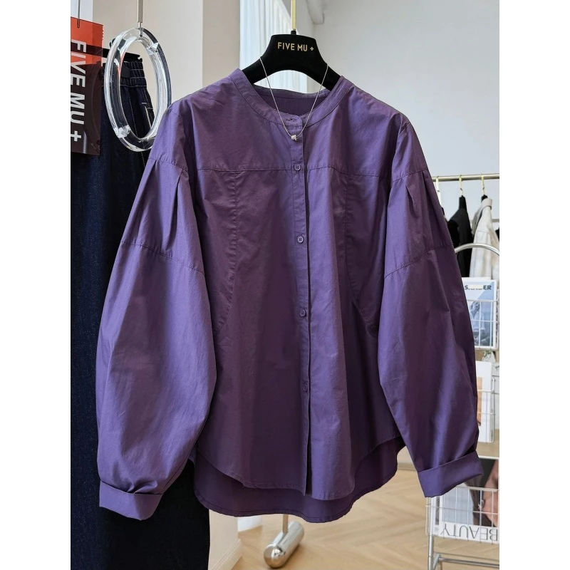 法式超大码2-300斤纯色高级感长袖衬衫2025早秋男女慵懒休闲衬衣