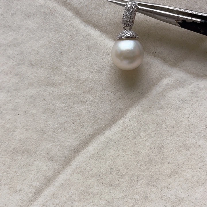 银S925镶嵌海水珍珠吊坠(不含链)