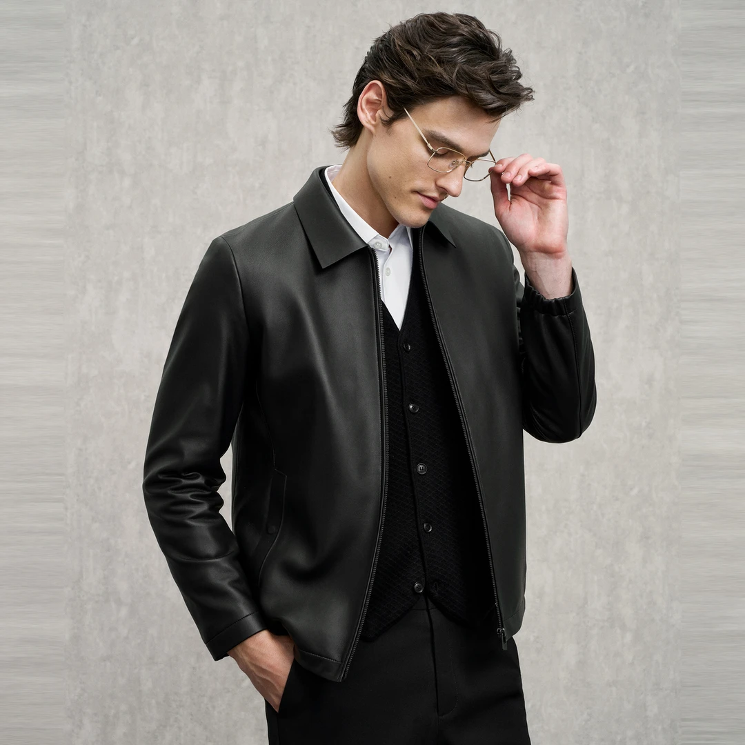 EMZ鄂尔多斯【羊皮革可拆卸内胆】男士羽绒皮衣内绒面9E7501124