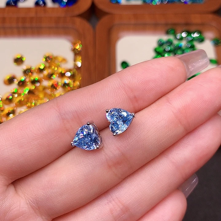 海蓝宝石耳坠银S925镶嵌