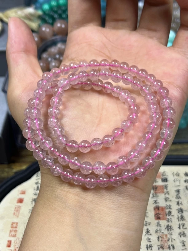 白水体草莓晶多圈手串（多样性发其一）A136