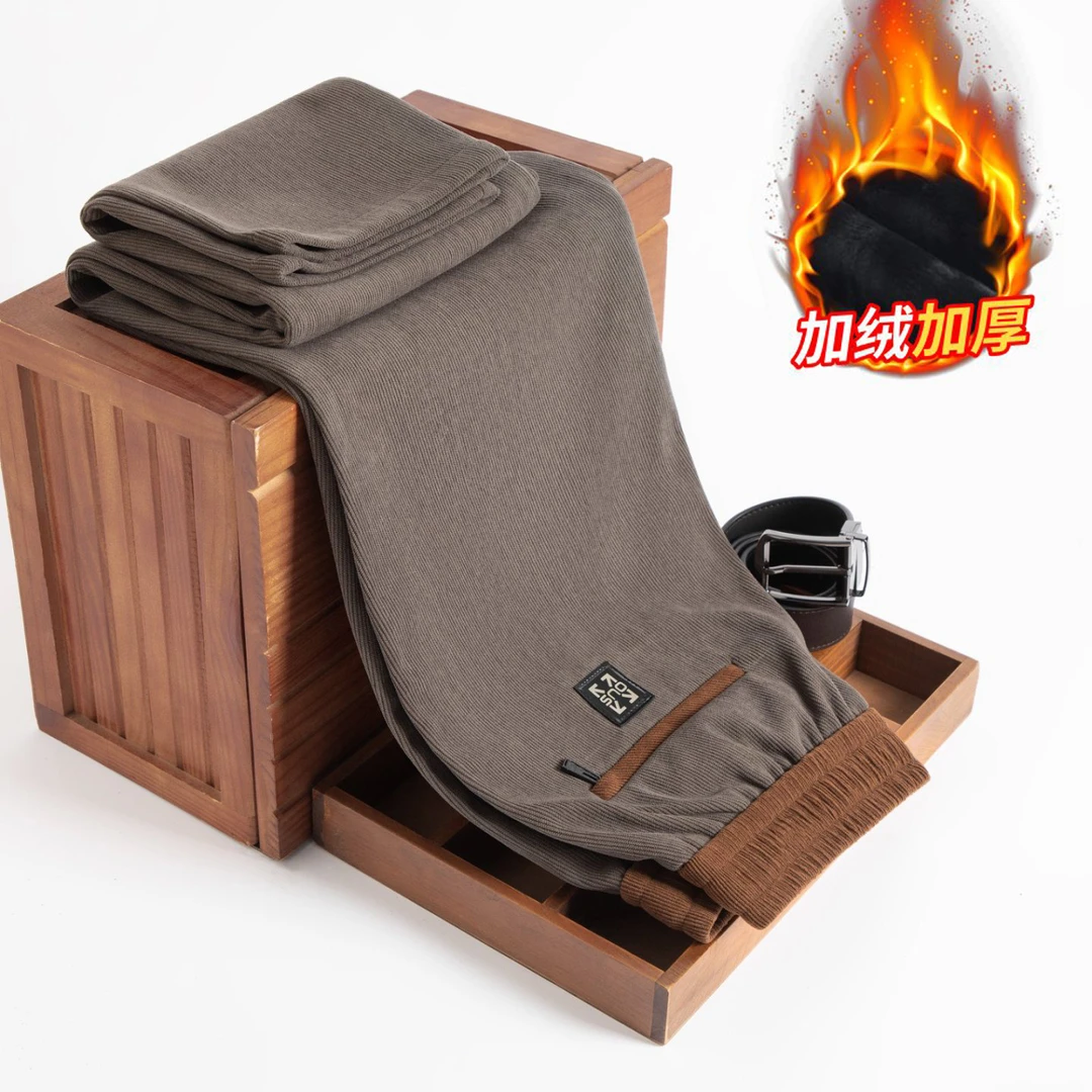 【三哥三嫂】雪尼尔休闲裤男士秋冬加绒加厚直筒宽松长裤灯芯绒裤子