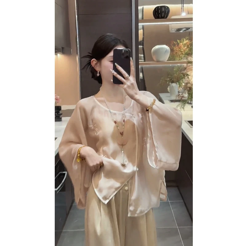 新中式气质超仙国风绝美外套女2025春夏新款薄款休闲上衣阔腿裤潮