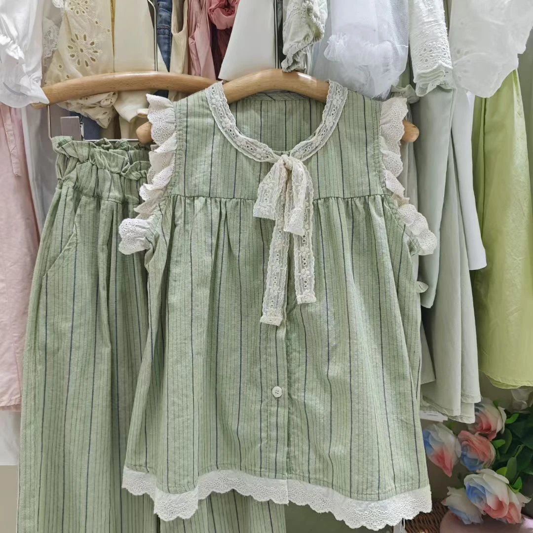 JS-  1138  高货条纹背心+阔腿裤两件套