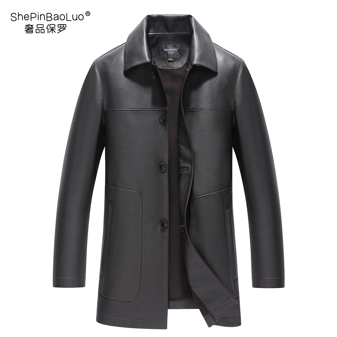 BaoLuoShePin/保罗奢品新西兰鹿皮男士商务休闲纽扣款翻领外套809